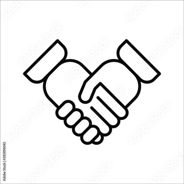 Fototapeta Handshake icon - Two hands together. Heart symbol vector illustration. editable icon