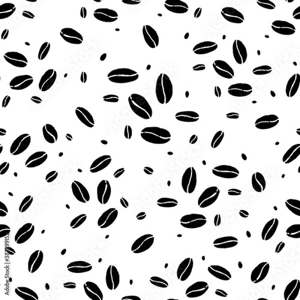 Obraz Seamless pattern with coffee beans on white background.