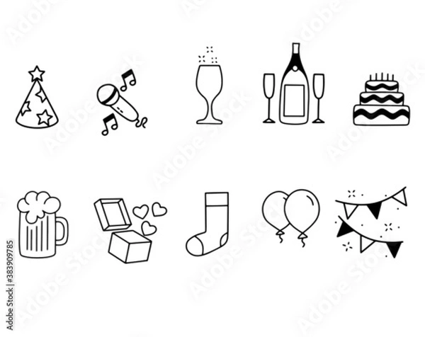 Fototapeta Vector set consisting of ten holiday icons