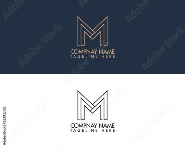 Obraz M letter modern and minimal logo template