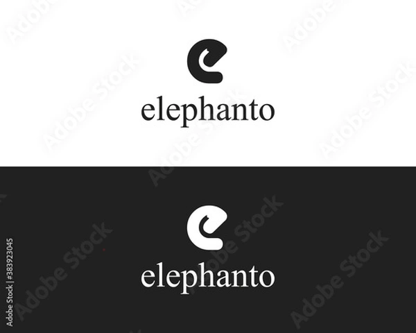 Obraz e + elephant trunk modern and minimal logo