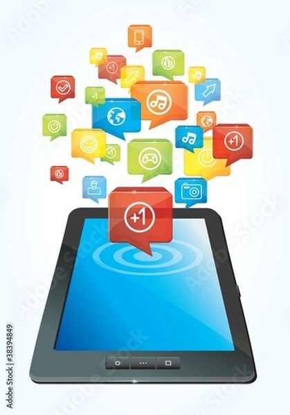 Fototapeta tablet computer concept with colorful icons