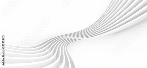 Fototapeta White abstract background. Smooth white lines with shadow. 3d rendering image.