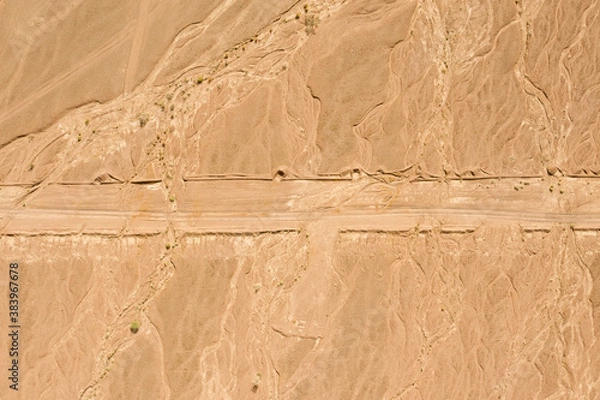 Obraz Desert path, high altitude aerial image.
