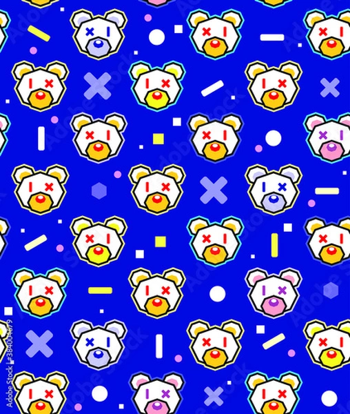 Obraz Vector illustration of colorful pattern of bears formed by geometric shapes and random geometric shapes ..