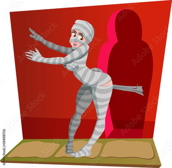 Obraz Mummy girl caught with her own bandages
