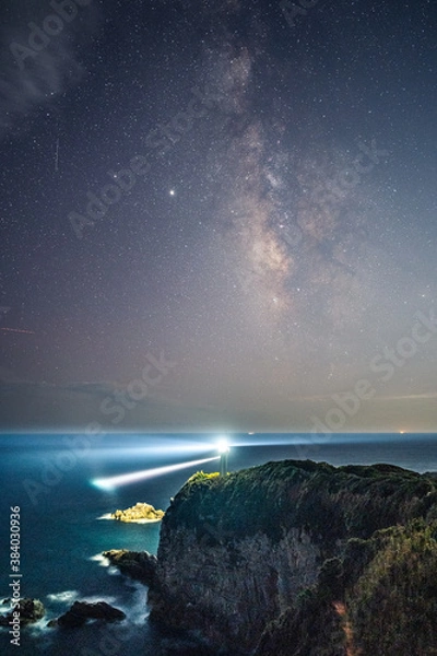 Obraz 灯台と天の川