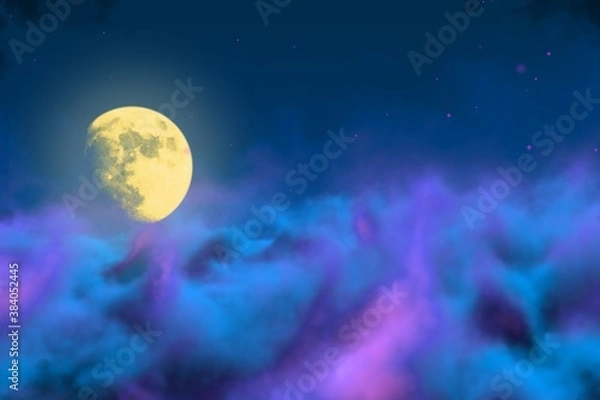 Fototapeta misty mist with moon with spotlights creative abstract background for any purposes