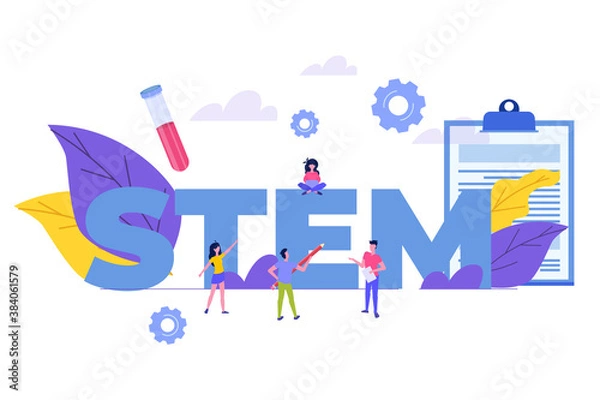Fototapeta STEM concept. Science, technology, engineering, mathematics. Vecnor illustration