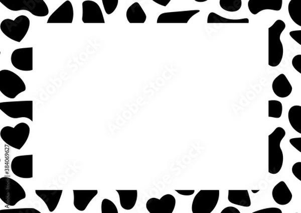 Fototapeta かわいい　牛　模様　フレーム　白黒　cow frame 