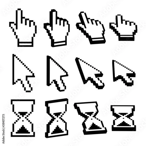 Obraz Symbole, Software, Icon, Hand, Pfeil, Sanduhr, Uhr, Zeiger, Tool