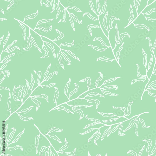 Fototapeta Vector seamless pattern with hand drawn branches. Cute design for wallpaper, fabric, textile, wrapping paper
