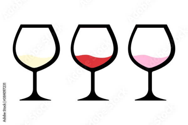 Fototapeta set of wine glass isolate on white background.