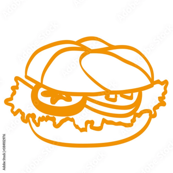 Fototapeta Handgezeichneter Burger in orange