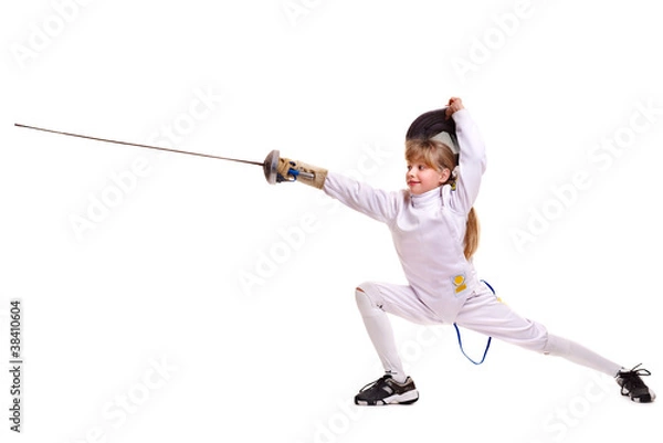 Obraz Child epee fencing lunge.