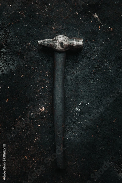 Obraz old hammer tool from garage workshop
