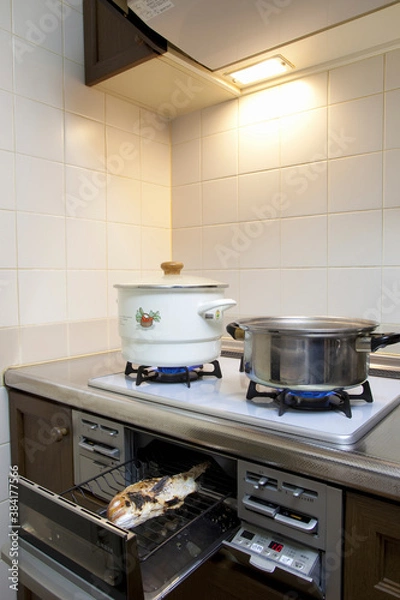 Obraz キッチンでの調理シーン