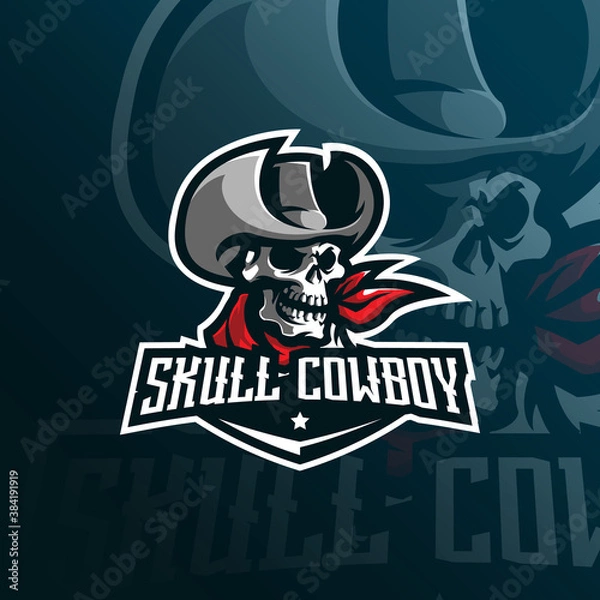 Obraz skull mascot logo design vector with modern illustration concept style for badge, emblem and tshirt printing. skull cowboy illustration for sport team.
