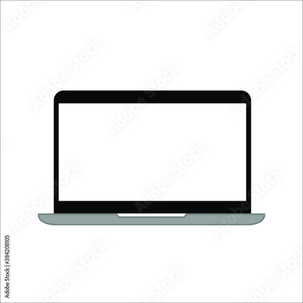 Fototapeta Globe on screen of laptop icon flat style in trendy design isolated. vector illustration. color editable