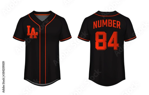 Fototapeta Baseball t-shirt design template, Sport jersey mockup. uniform front and back view.