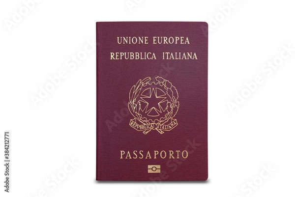 Fototapeta passport isolated on white background, Italian passport, European Union