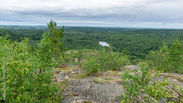 Obraz Mountain view of lake Onega in Karelia, Russia, August 2020