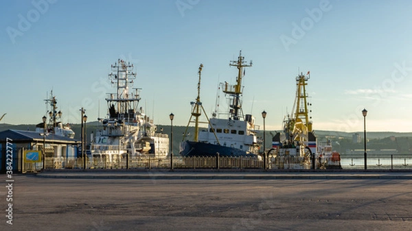 Obraz SONY Ships at the berth in the port of Murmansk, Russia, August 2020
