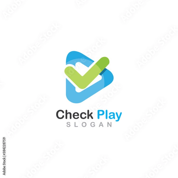 Fototapeta Check play button concept design gradient vector illustration