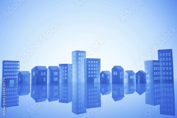 Obraz ペーパークラフトの家とビル