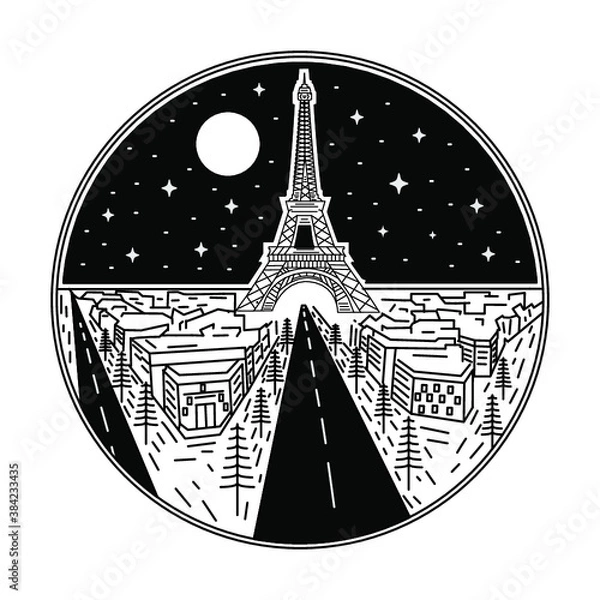 Obraz eiffel tower schene badge design
