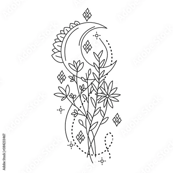 Obraz moon schene badge design