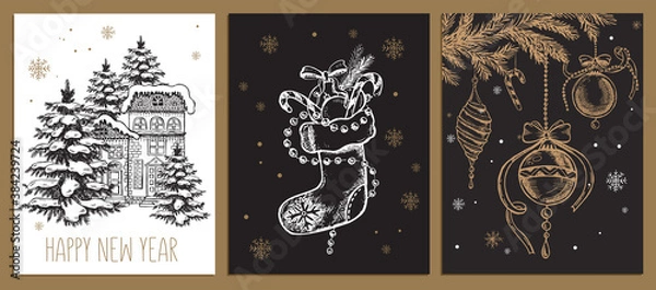 Fototapeta Christmas design element in doodle style. 