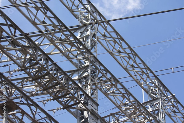 Obraz 鉄道の送電線鉄塔