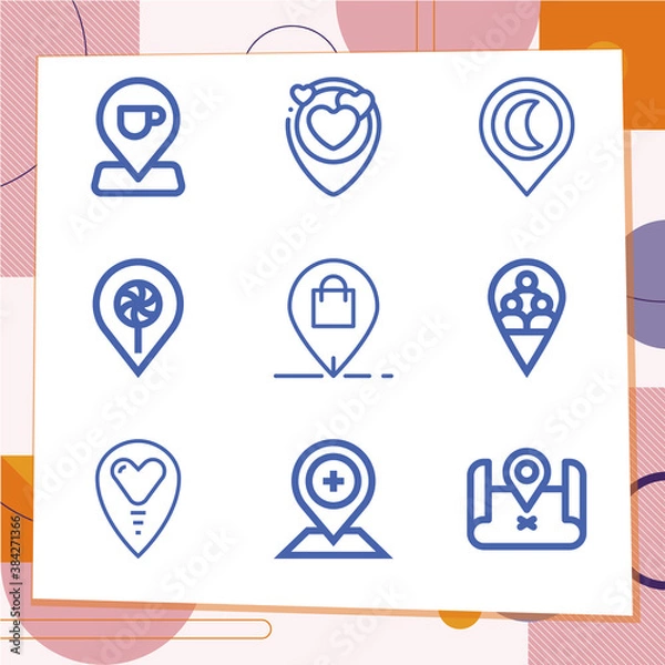 Fototapeta Simple set of 9 icons related to placeholder