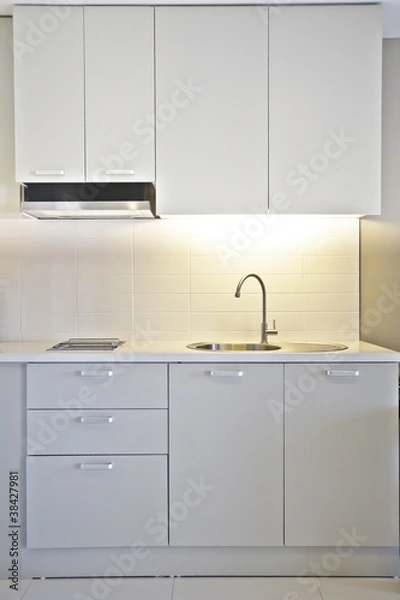 Obraz The apartment kitchen is white