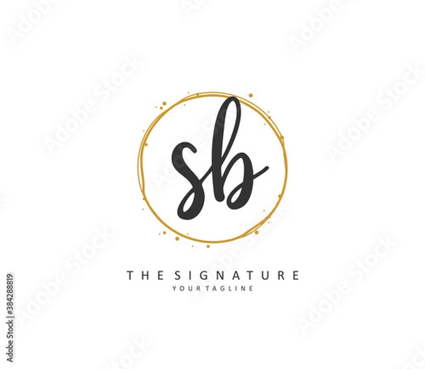 Fototapeta S B SB Initial letter handwriting and signature logo. A concept handwriting initial logo with template element.