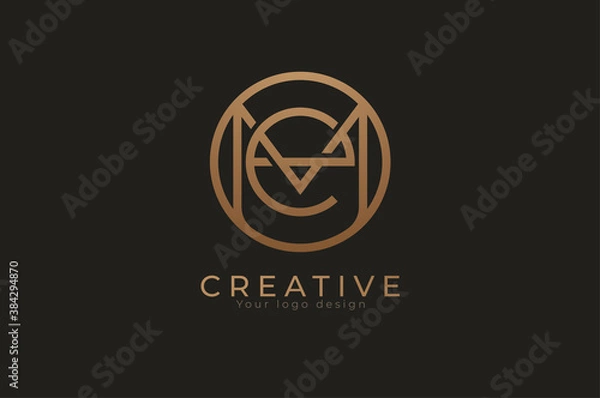 Fototapeta Abstract initial letter E and M logo, usable for branding and business logos, Flat Logo Design Template, vector illustration