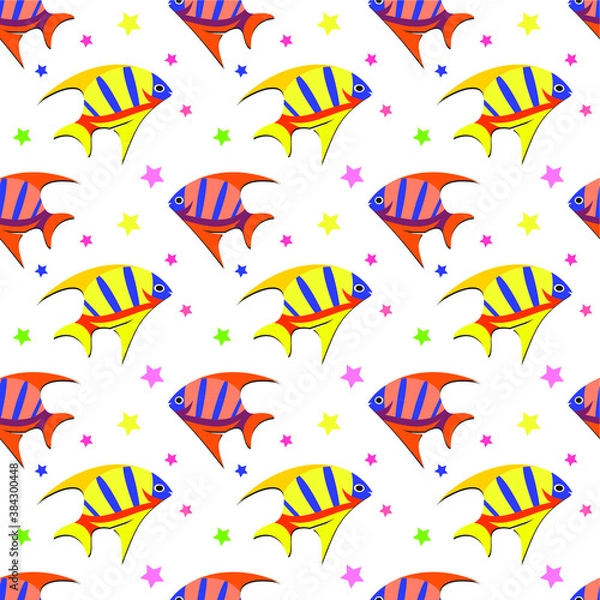 Fototapeta Seamless pattern with Fish. Vector illustration.