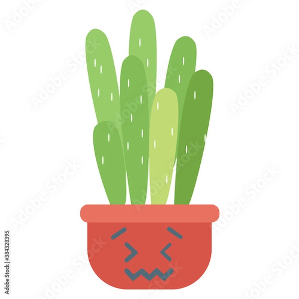 Obraz 
A cactus emoticon with astonished face 
