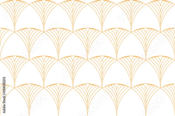 Fototapeta Seamless, abstract background pattern made with repeated lines forming traditional circular forms. Classical, traditional, luxurious vector art in yellow color.