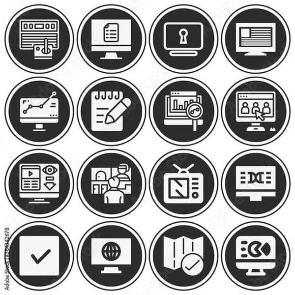 Fototapeta 16 pack of monitored  filled web icons set