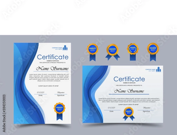 Obraz Elegant certificate in blue color