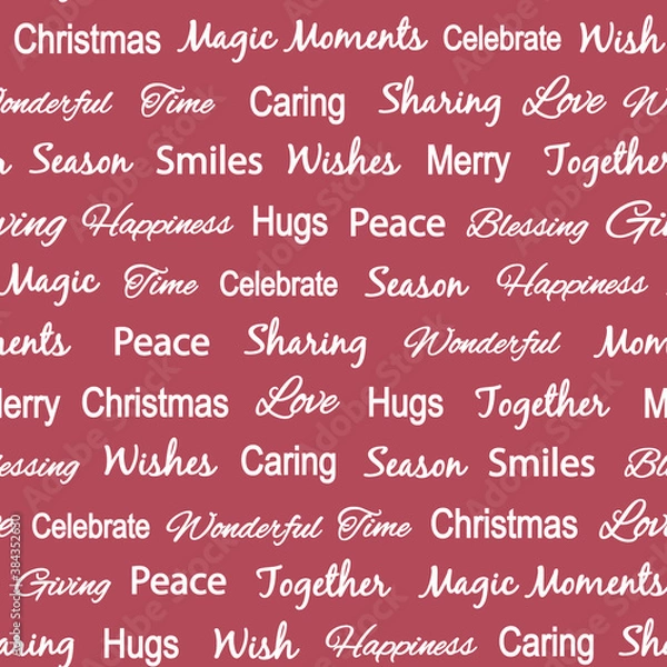 Fototapeta Red vector repeat pattern with christmas wishes