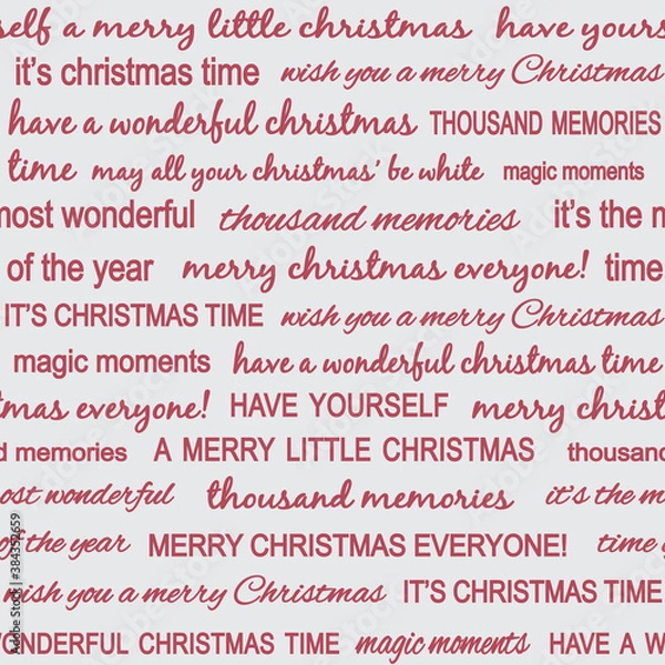 Fototapeta Red vector repeat pattern with lyrics from christmas songs