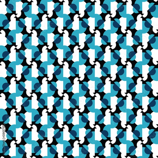 Obraz Vector seamless pattern texture background with geometric shapes, colored in blue, black, white colors.
