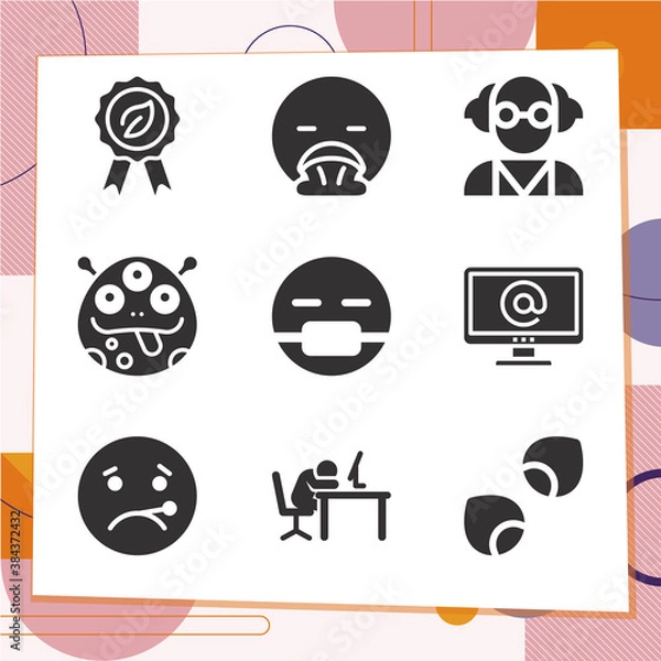 Fototapeta Simple set of 9 icons related to insane