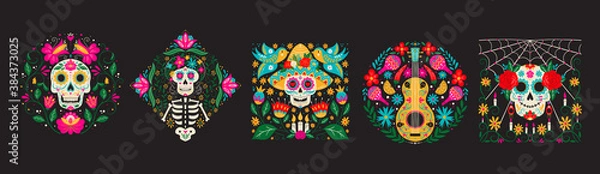 Fototapeta Dia de Los Muertos, Day of the Dead or Mexico Halloween