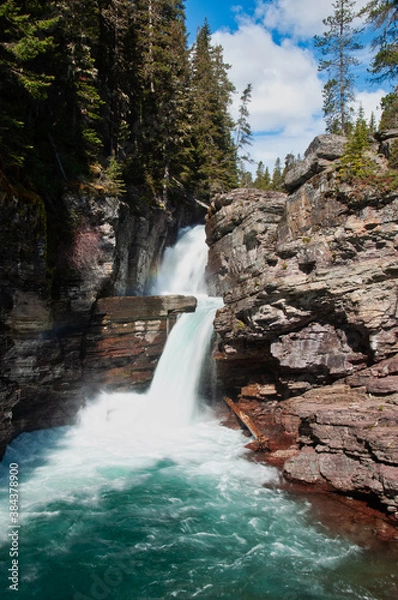 Obraz Green Waters Waterfall of Glacier National Park