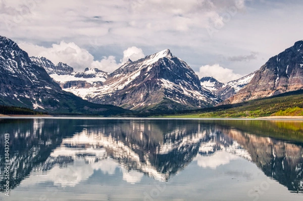 Obraz Mirrored Mountains and Clouds at Glacier National Park