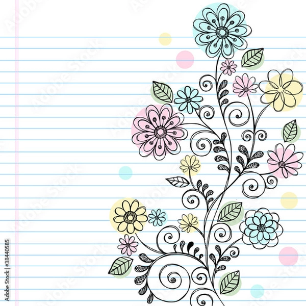Obraz Sketchy Doodle Vines and Flowers Vector